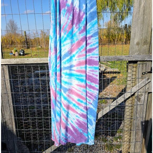 Aruba Blue Tie Dyed Boho Hippie Maxi Dress M - Picture 6 of 8